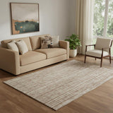 5' X 8' Rust And Beige Striped Washable Area Rug With UV Protection