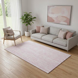 5' X 8' Pink And Ivory Striped Washable Area Rug With UV Protection