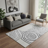 5' X 8' Gray Silver And Beige Abstract Washable Area Rug With UV Protection