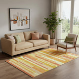 5' X 8' Orange And Gold Striped Washable Area Rug With UV Protection