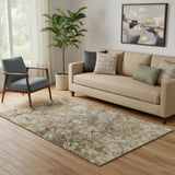 5' X 8' Beige Gray And Brown Diamond Washable Area Rug With UV Protection