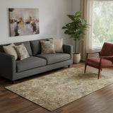 5' X 8' Brown Beige And Copper Diamond Washable Area Rug With UV Protection