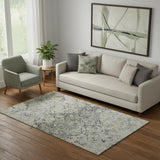5' X 8' Silver Gray And Ivory Diamond Washable Area Rug With UV Protection