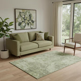 5' X 8' Artichoke Green Gray And Taupe Abstract Washable Area Rug With UV Protection
