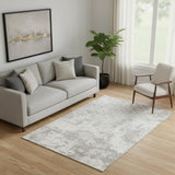 5' X 8' Ivory And Gray Abstract Washable Area Rug With UV Protection