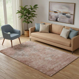 5' X 8' Salmon Gray And Ivory Abstract Washable Area Rug With UV Protection