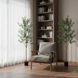 Set Of Two 84" Green Artificial Olive Trees in a Black Pot