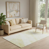 5' X 8' Gold And Ivory Geometric Washable Area Rug With UV Protection