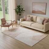 5' X 8' Salmon And Ivory Geometric Washable Area Rug With UV Protection