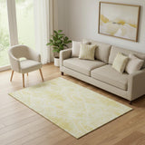 5' X 8' Gold And Ivory Moroccan Washable Area Rug With UV Protection