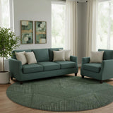 8' Fern Green And Emerald Geometric Washable Round Rug With UV Protection
