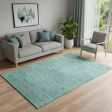 5' X 8' Teal And Gray Geometric Washable Area Rug With UV Protection