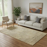 5' X 8' Wheat And Beige Geometric Washable Area Rug With UV Protection