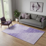 5' X 8' Purple And Ivory Geometric Washable Area Rug With UV Protection