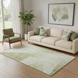 5' X 8' Sage And Ivory Geometric Washable Area Rug With UV Protection