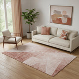 5' X 8' Salmon And Ivory Geometric Washable Area Rug With UV Protection
