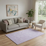 5' X 8' Lilac And Ivory Floral Washable Area Rug With UV Protection