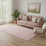 5' X 8' Pink And Ivory Floral Washable Area Rug With UV Protection