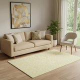 5' X 8' Gold And Ivory Medallion Washable Area Rug With UV Protection