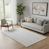 5' X 8' Silver And Gray Medallion Washable Area Rug With UV Protection