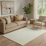 5' X 8' Tan And Beige Medallion Washable Area Rug With UV Protection