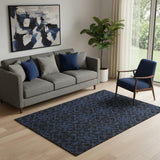 5' X 8' Blue And Charcoal Medallion Washable Area Rug With UV Protection