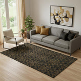 5' X 8' Brown And Charcoal Medallion Washable Area Rug With UV Protection
