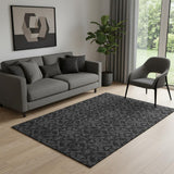 5' X 8' Gray And Charcoal Medallion Washable Area Rug With UV Protection
