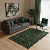 5' X 8' Olive Green And Charcoal Medallion Washable Area Rug With UV Protection