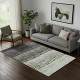 5' X 8' Green Purple And Ivory Ombre Washable Area Rug With UV Protection
