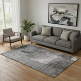 5' X 8' Gray Silver And Charcoal Abstract Washable Area Rug With UV Protection