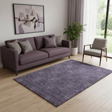 5' X 8' Eggplant And Ivory Floral Washable Area Rug With UV Protection