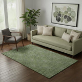 5' X 8' Olive Green And Ivory Floral Washable Area Rug With UV Protection