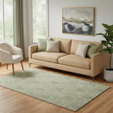 5' X 8' Sage And Ivory Floral Washable Area Rug With UV Protection