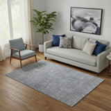 5' X 8' Blue And Gray Southwestern Washable Area Rug With UV Protection