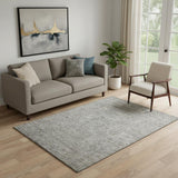 5' X 8' Granite Gray And Silver Southwestern Washable Area Rug With UV Protection