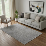 5' X 8' Gray And Silver Southwestern Washable Area Rug With UV Protection
