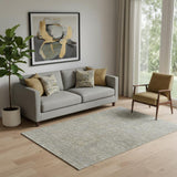 5' X 8' Taupe Gray And Beige Southwestern Washable Area Rug With UV Protection