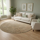 8' Terra Cotta And Copper Southwestern Washable Round Rug With UV Protection