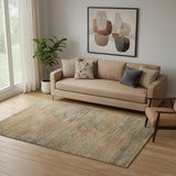 5' X 8' Terra Cotta Gray And Beige Abstract Washable Area Rug With UV Protection