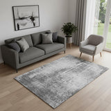 5' X 8' Gray And Silver Abstract Washable Area Rug With UV Protection