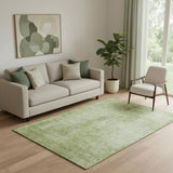 5' X 8' Sage And Ivory Abstract Washable Area Rug With UV Protection