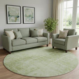 8' Sage And Ivory Abstract Washable Round Rug With UV Protection