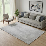 5' X 8' Silver And Gray Abstract Washable Area Rug With UV Protection