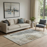 5' X 8' Beige Gray And Brown Abstract Washable Area Rug With UV Protection