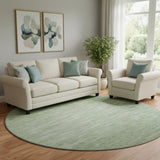 8' Artichoke Green And Gray Abstract Washable Round Rug With UV Protection