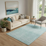 5' X 8' Aqua And Teal Abstract Washable Area Rug With UV Protection