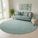 8' Aqua And Teal Abstract Washable Round Rug With UV Protection