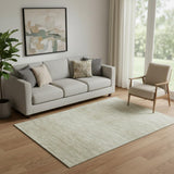5' X 8' Khaki And Beige Abstract Washable Area Rug With UV Protection