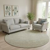8' Khaki And Beige Abstract Washable Round Rug With UV Protection